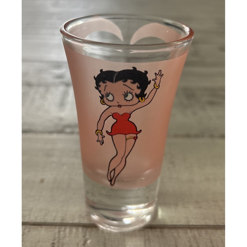 Betty Boop Pink 2000 Frosted Heart Reverse Image‎ Collectible Shot Glass